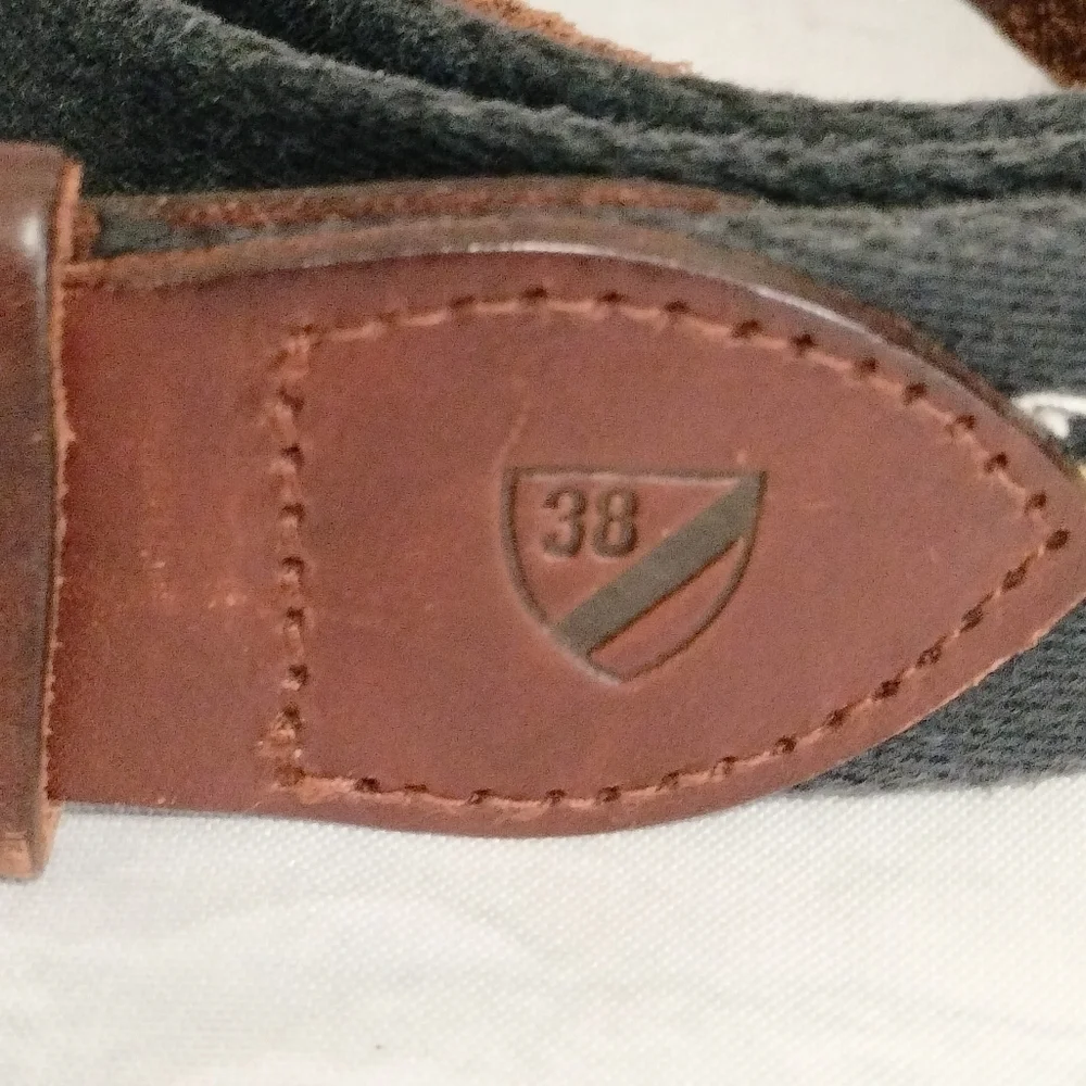 Daniel Cremieux Men's Striped Dress Belt Size 38 N Black Khaki Striped Work